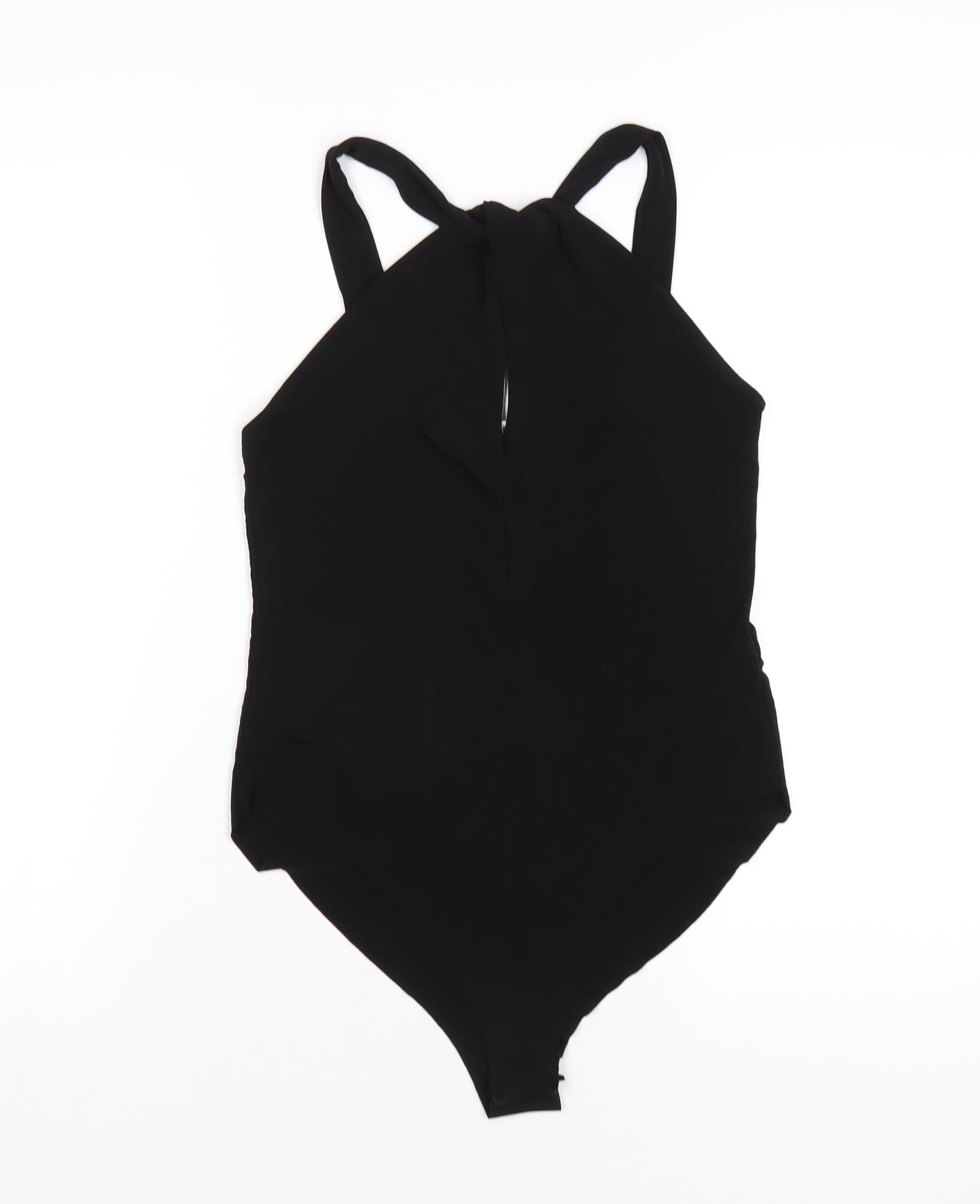 Stradivarius Womens Black Polyester Bodysuit One-Piece Size L Snap