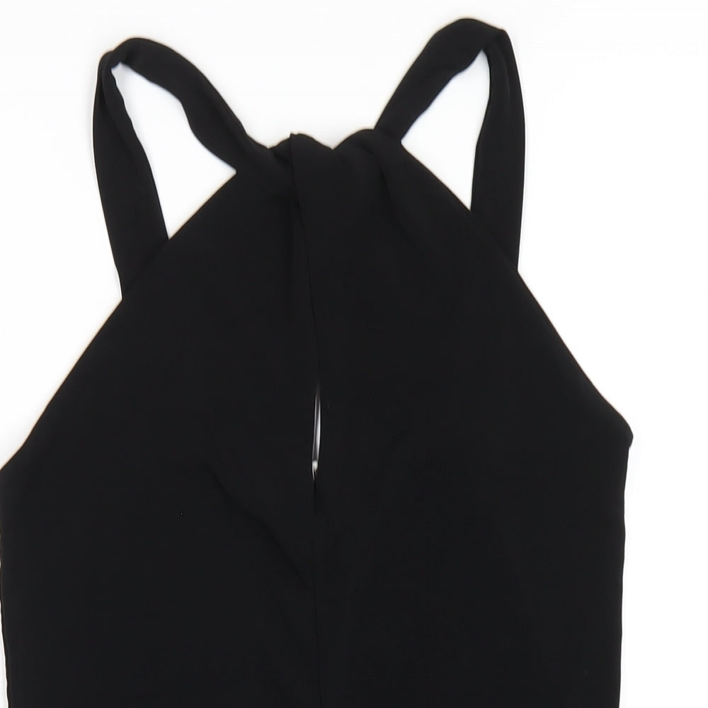 Stradivarius Womens Black Polyester Bodysuit One-Piece Size L Snap