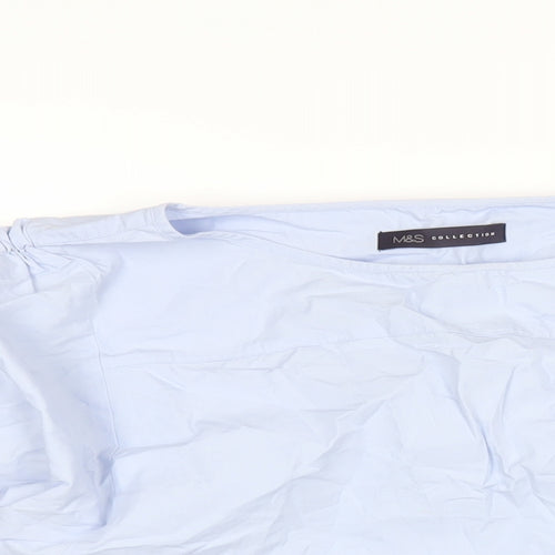 Marks and Spencer Womens Blue Cotton Basic T-Shirt Size 8 Round Neck
