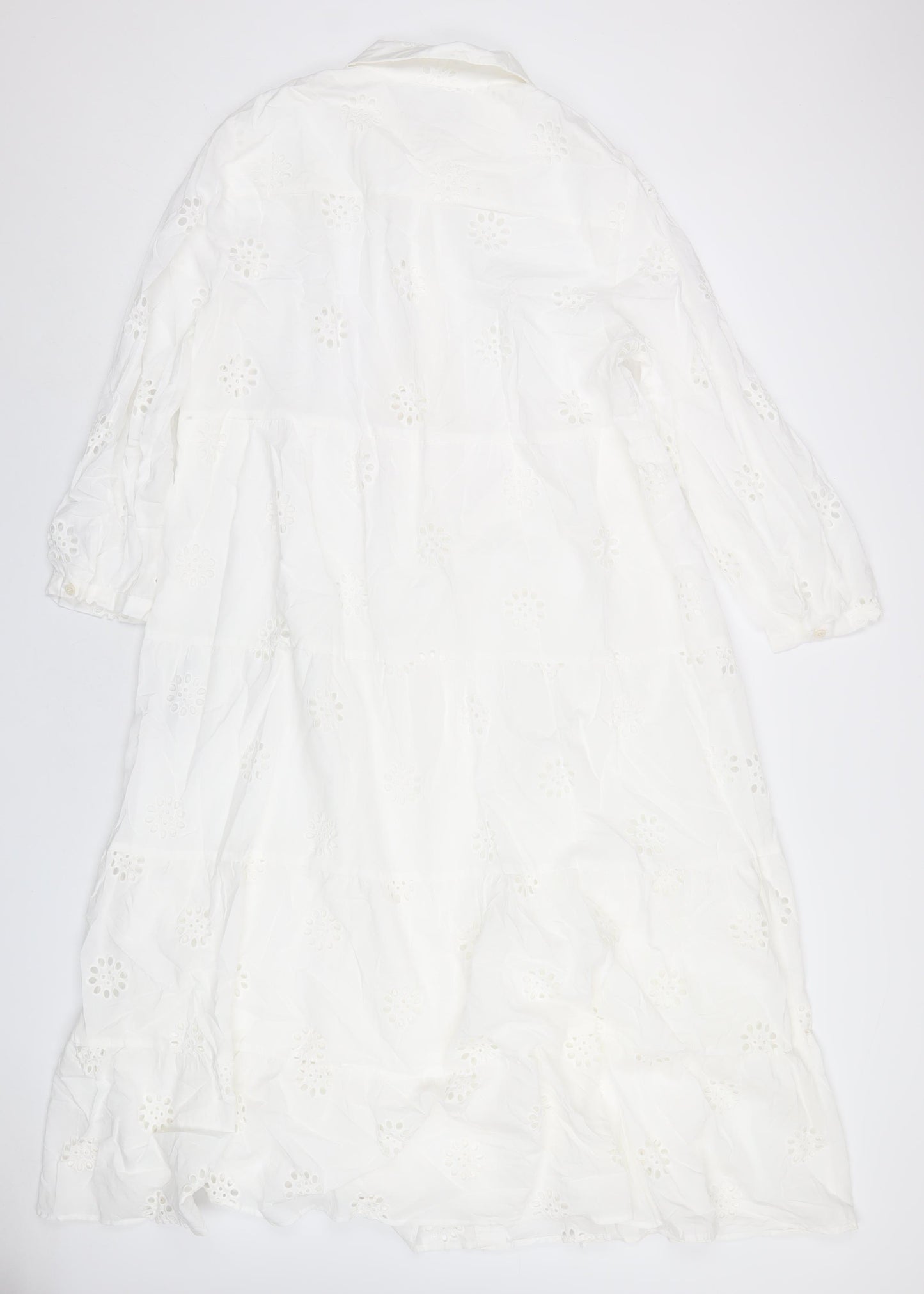Zara Womens White Cotton Shirt Dress Size 2XL Collared Button