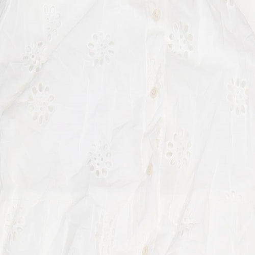 Zara Womens White Cotton Shirt Dress Size 2XL Collared Button
