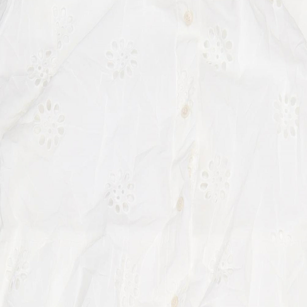 Zara Womens White Cotton Shirt Dress Size 2XL Collared Button