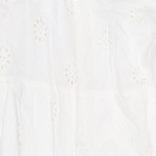 Zara Womens White Cotton Shirt Dress Size 2XL Collared Button