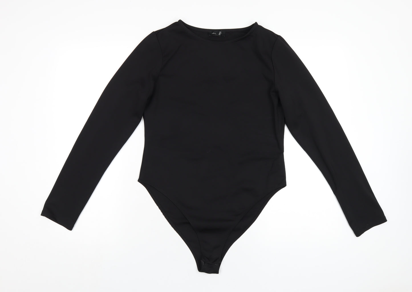 New Look Womens Black Polyester Bodysuit One-Piece Size 14 Snap