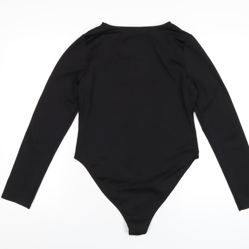 New Look Womens Black Polyester Bodysuit One-Piece Size 14 Snap