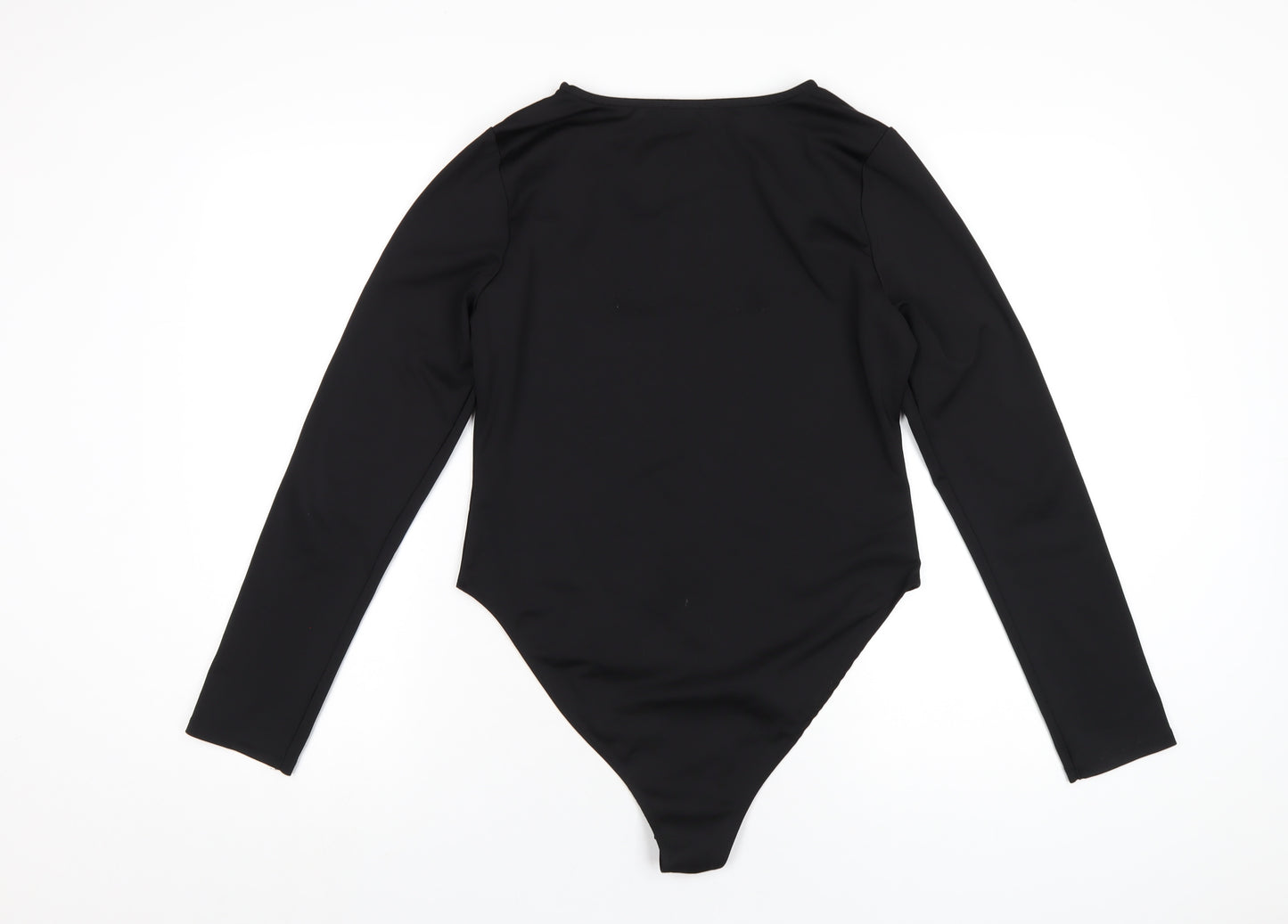 New Look Womens Black Polyester Bodysuit One-Piece Size 14 Snap