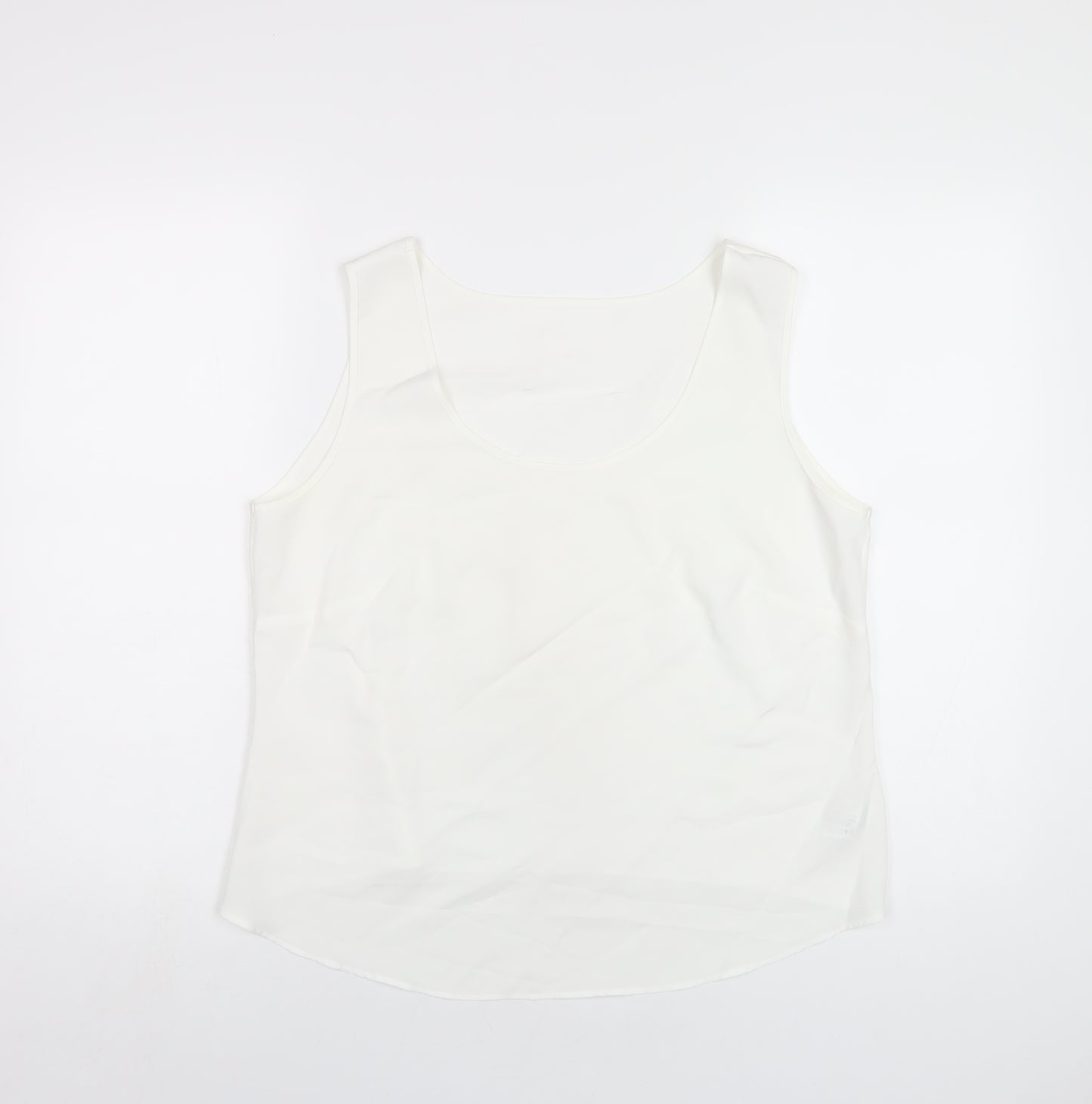 Marks and Spencer Womens White Polyester Basic Tank Size 16 Scoop Neck