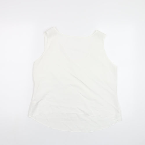 Marks and Spencer Womens White Polyester Basic Tank Size 16 Scoop Neck