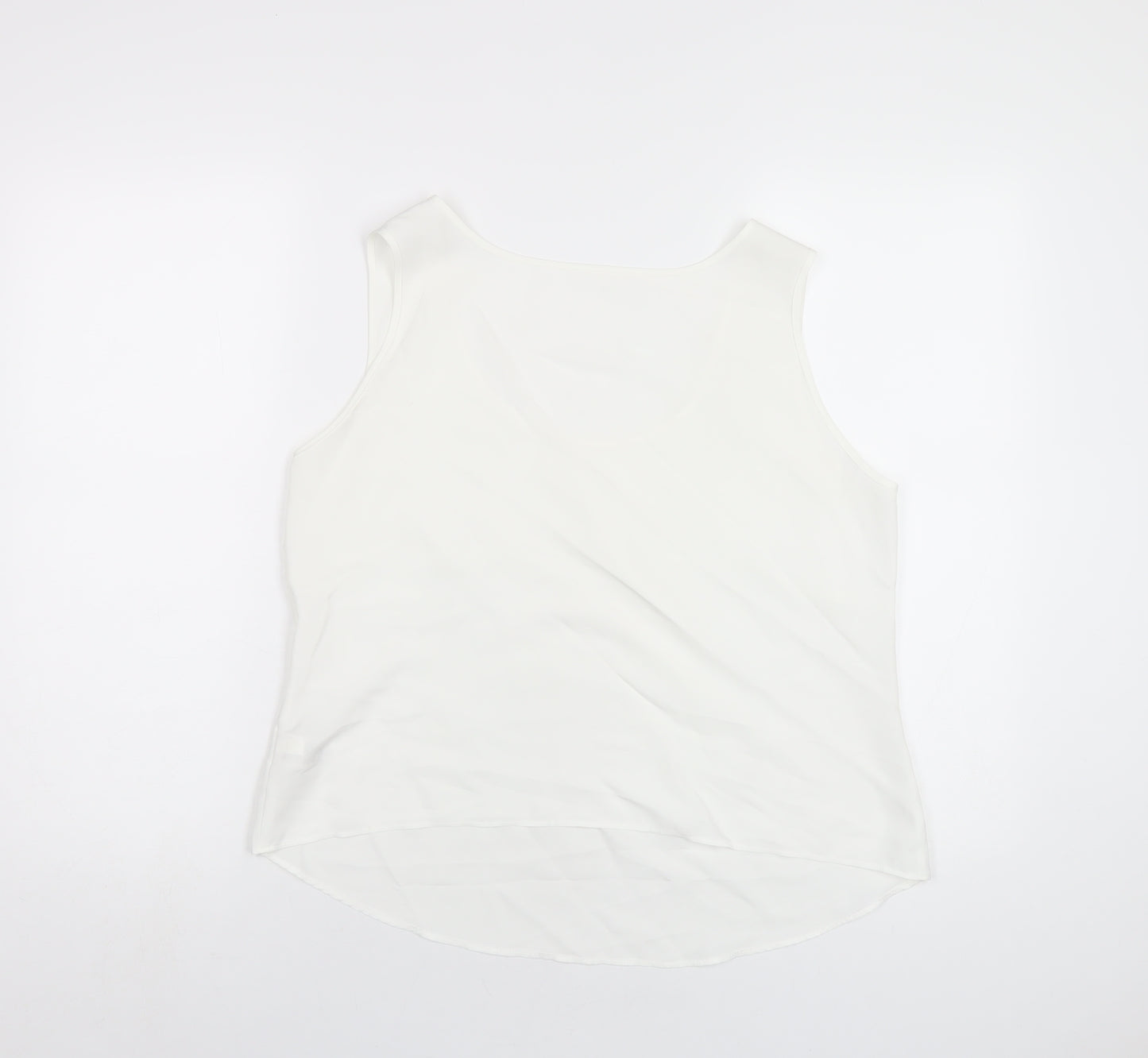 Marks and Spencer Womens White Polyester Basic Tank Size 16 Scoop Neck