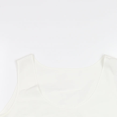 Marks and Spencer Womens White Polyester Basic Tank Size 16 Scoop Neck