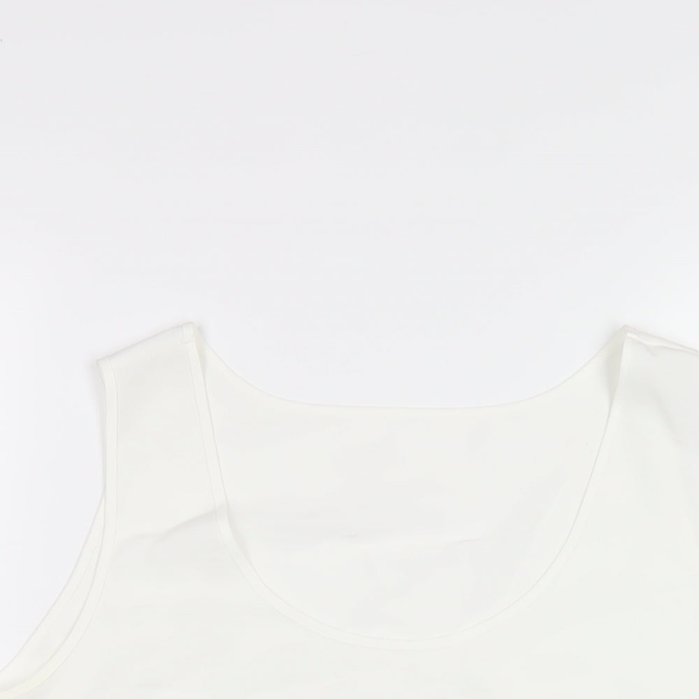 Marks and Spencer Womens White Polyester Basic Tank Size 16 Scoop Neck