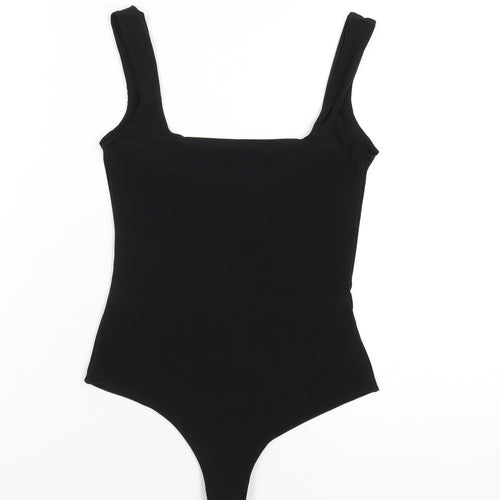 PRETTYLITTLETHING Womens Black Polyethylene Bodysuit One-Piece Size 6 Snap