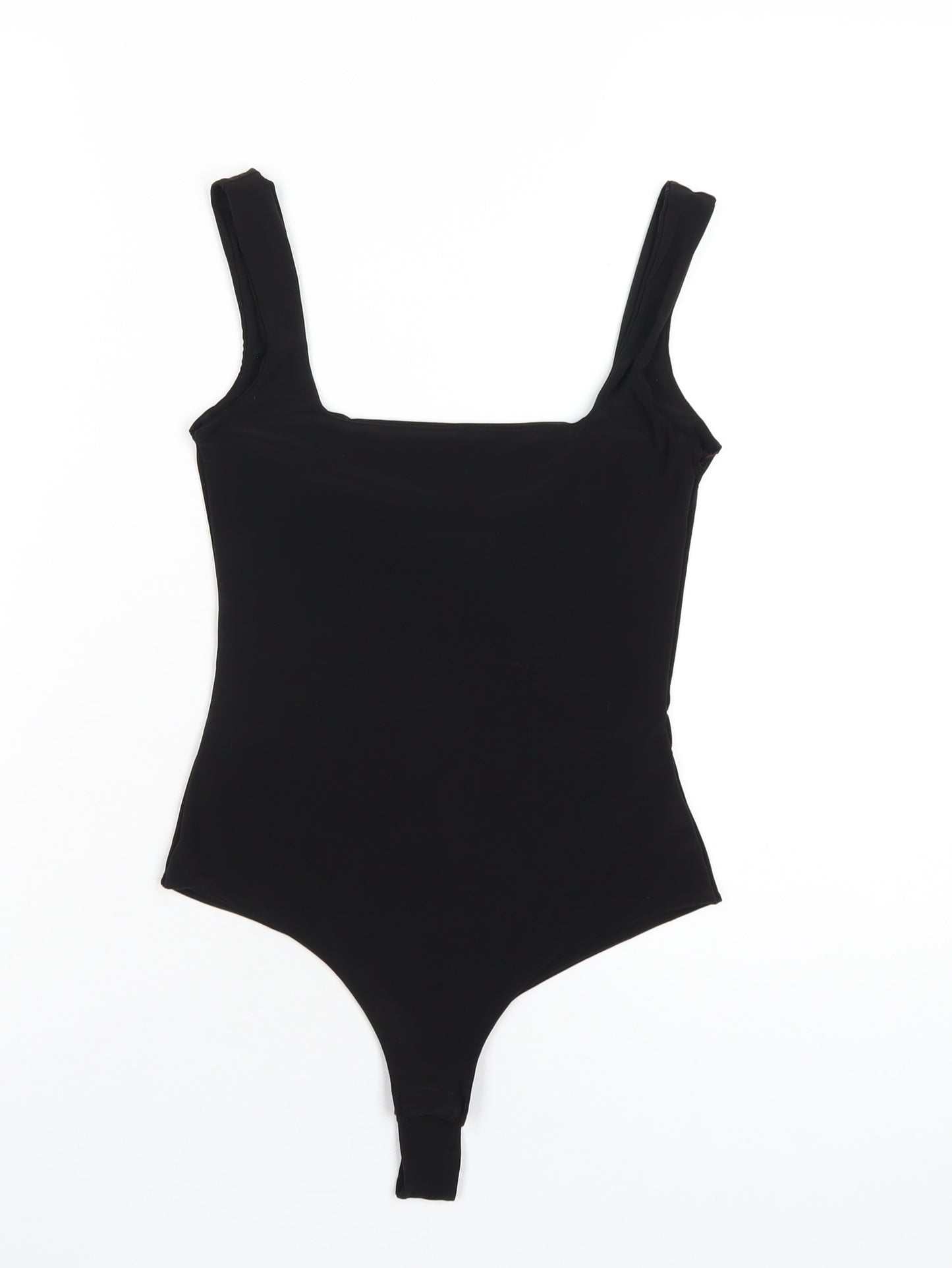 PRETTYLITTLETHING Womens Black Polyethylene Bodysuit One-Piece Size 6 Snap