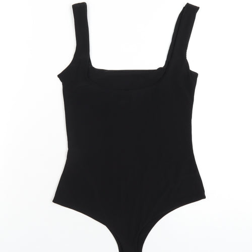 PRETTYLITTLETHING Womens Black Polyethylene Bodysuit One-Piece Size 6 Snap