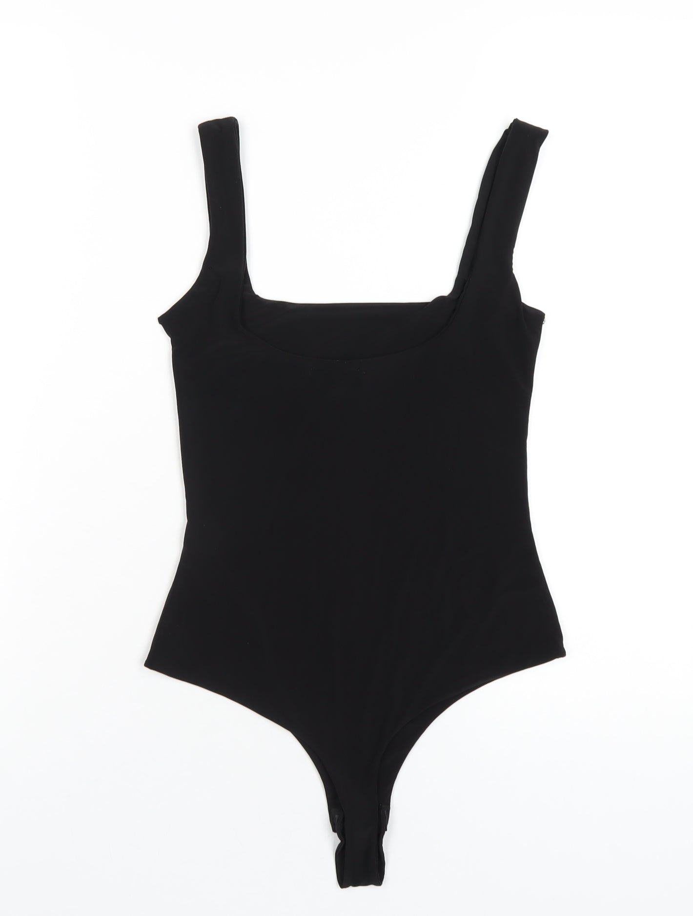 PRETTYLITTLETHING Womens Black Polyethylene Bodysuit One-Piece Size 6 Snap