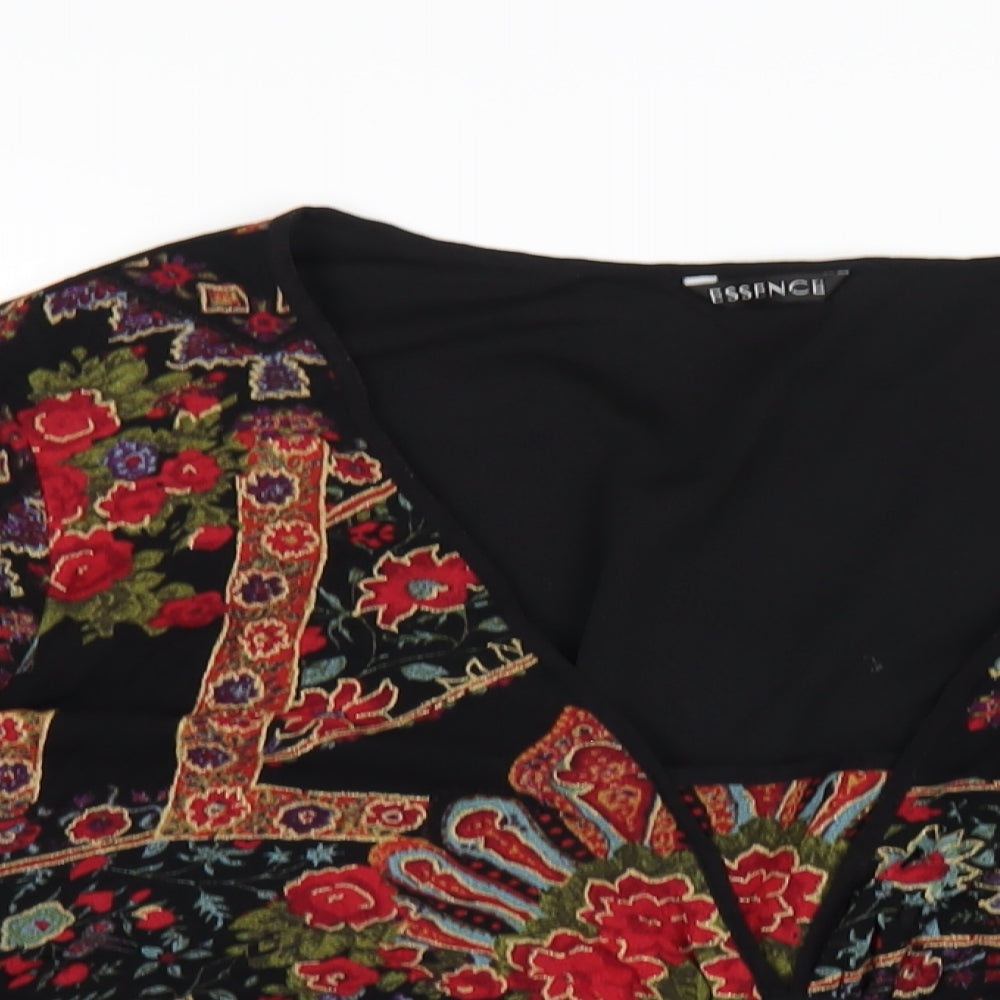 essence Womens Multicoloured Geometric Polyester Basic T-Shirt Size 30 V-Neck