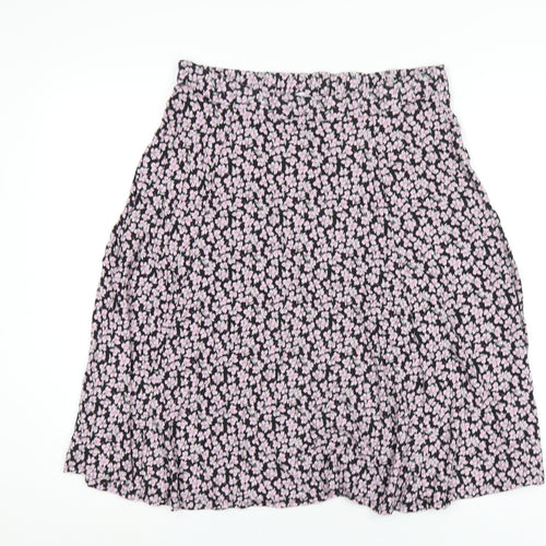 Classic Womens Pink Floral Viscose A-Line Skirt Size 32