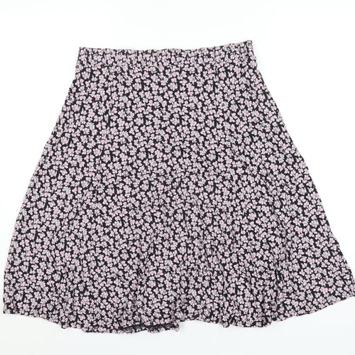 Classic Womens Pink Floral Viscose A-Line Skirt Size 32