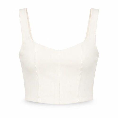 Stradivarius Womens Ivory Polyester Cropped T-Shirt Size S Scoop Neck