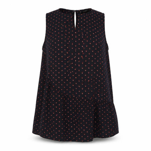 Mango Women's Black Polka Dot Tunic Blouse Sleeveless L