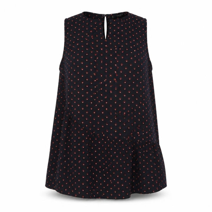 Mango Women's Black Polka Dot Tunic Blouse Sleeveless L
