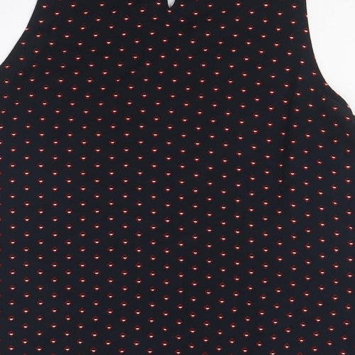 Mango Women's Black Polka Dot Tunic Blouse Sleeveless L