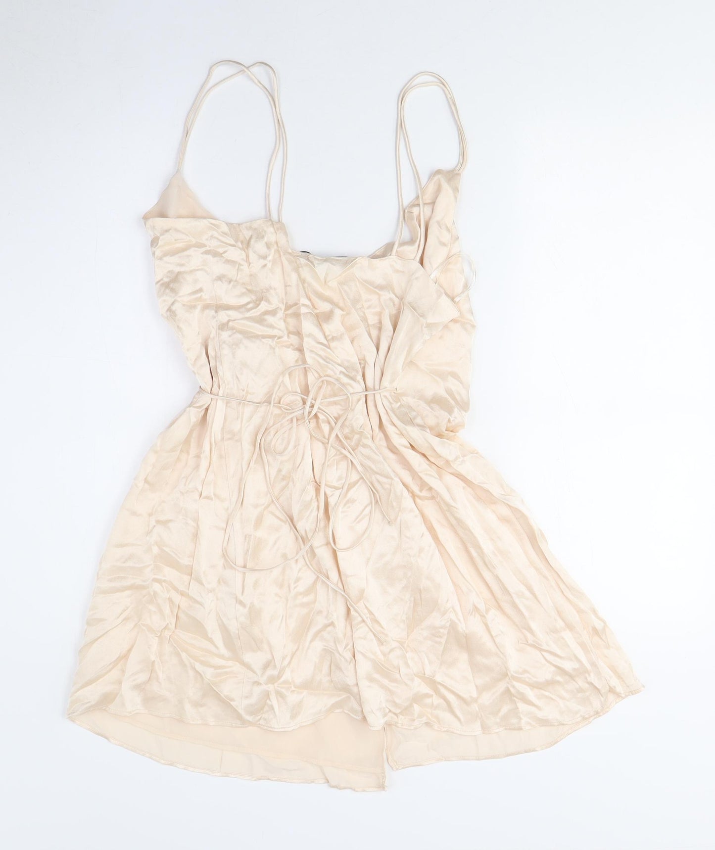 Zara Women Beige Camisole Blouse M V-Neck Satin