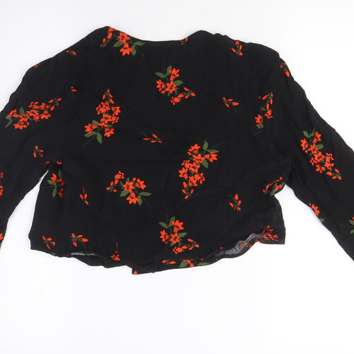 New Look Women's Black Floral Cropped Blouse - UK 10