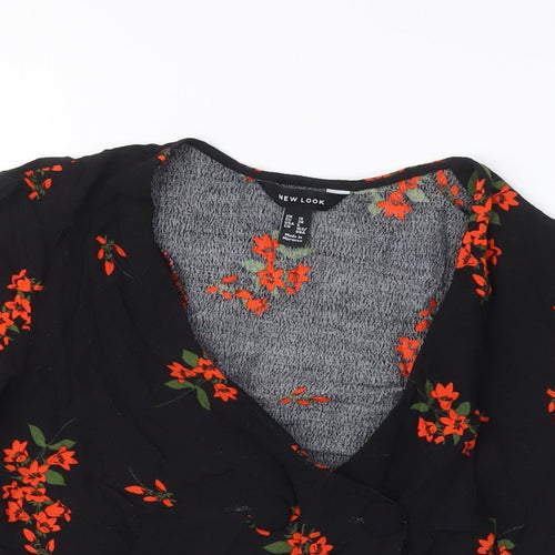 New Look Women's Black Floral Cropped Blouse - UK 10