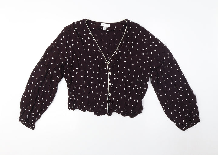 Topshop Women's Black Blouse Size 8 Wrap Style