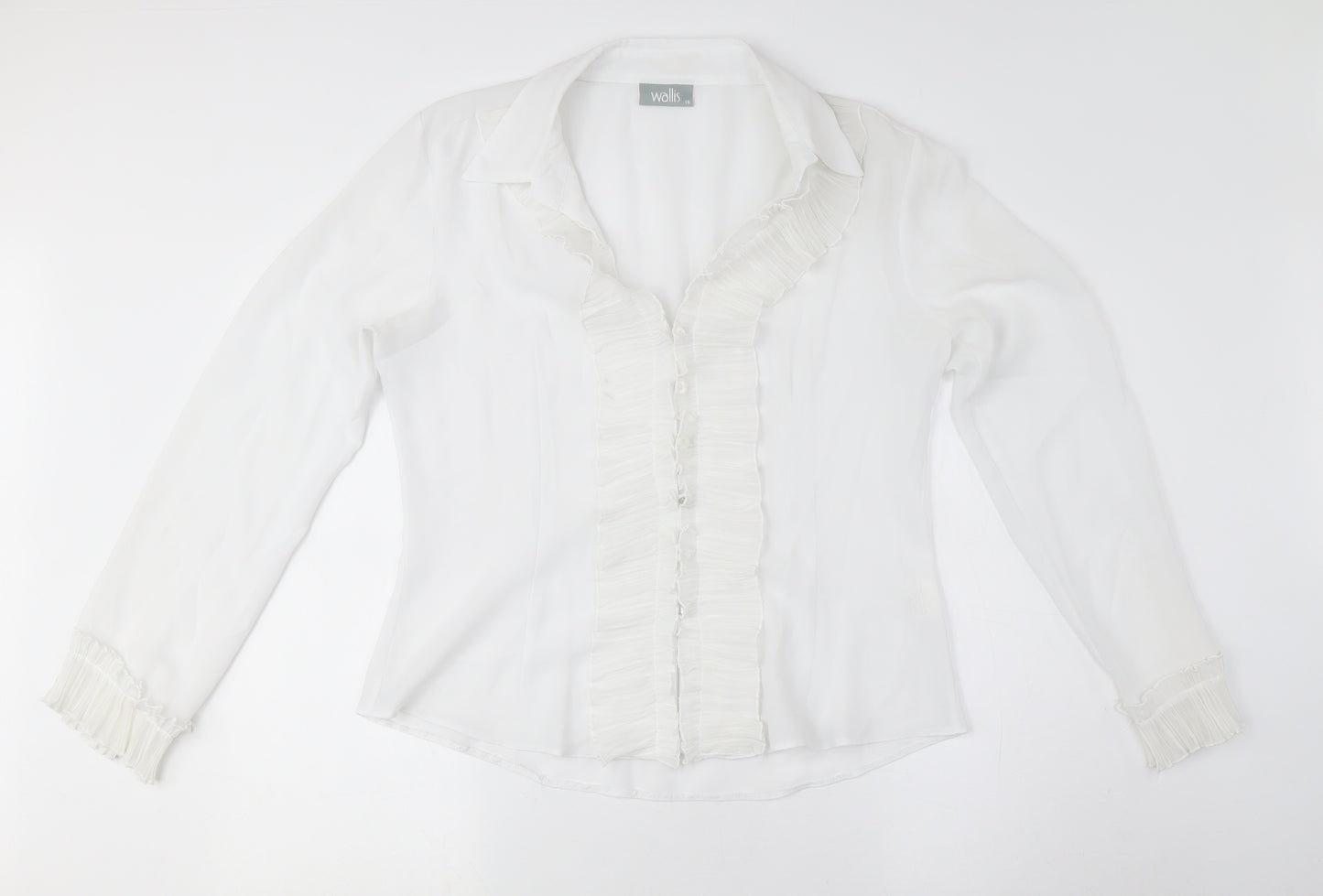 Wallis Women’s White Button-Up Blouse Size 16 Classic Elegance