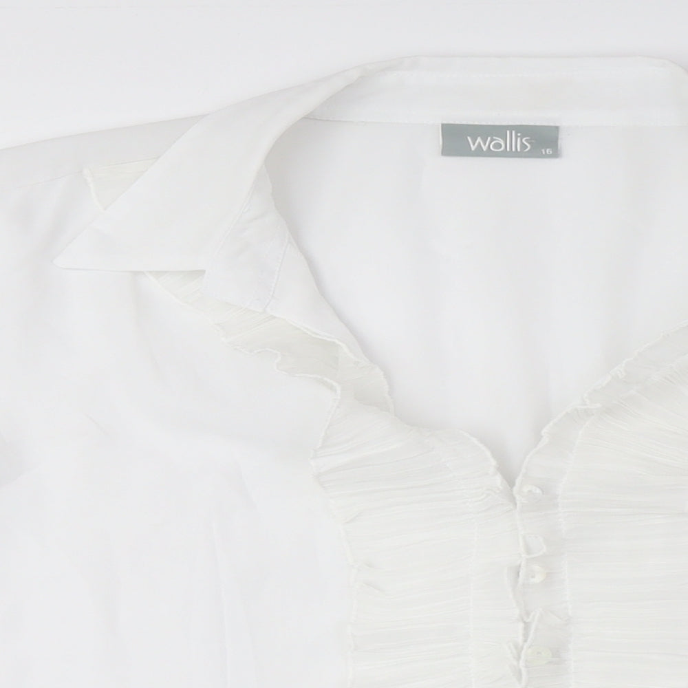 Wallis Women’s White Button-Up Blouse Size 16 Classic Elegance