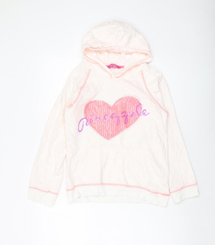 Pineapple Girls Pink Cotton Pullover Hoodie Size 13-14 Years Pullover