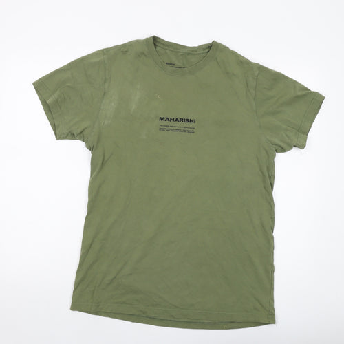 Maharishi Mens Green Camel T-Shirt Size S Crew Neck