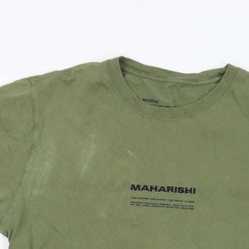 Maharishi Mens Green Camel T-Shirt Size S Crew Neck