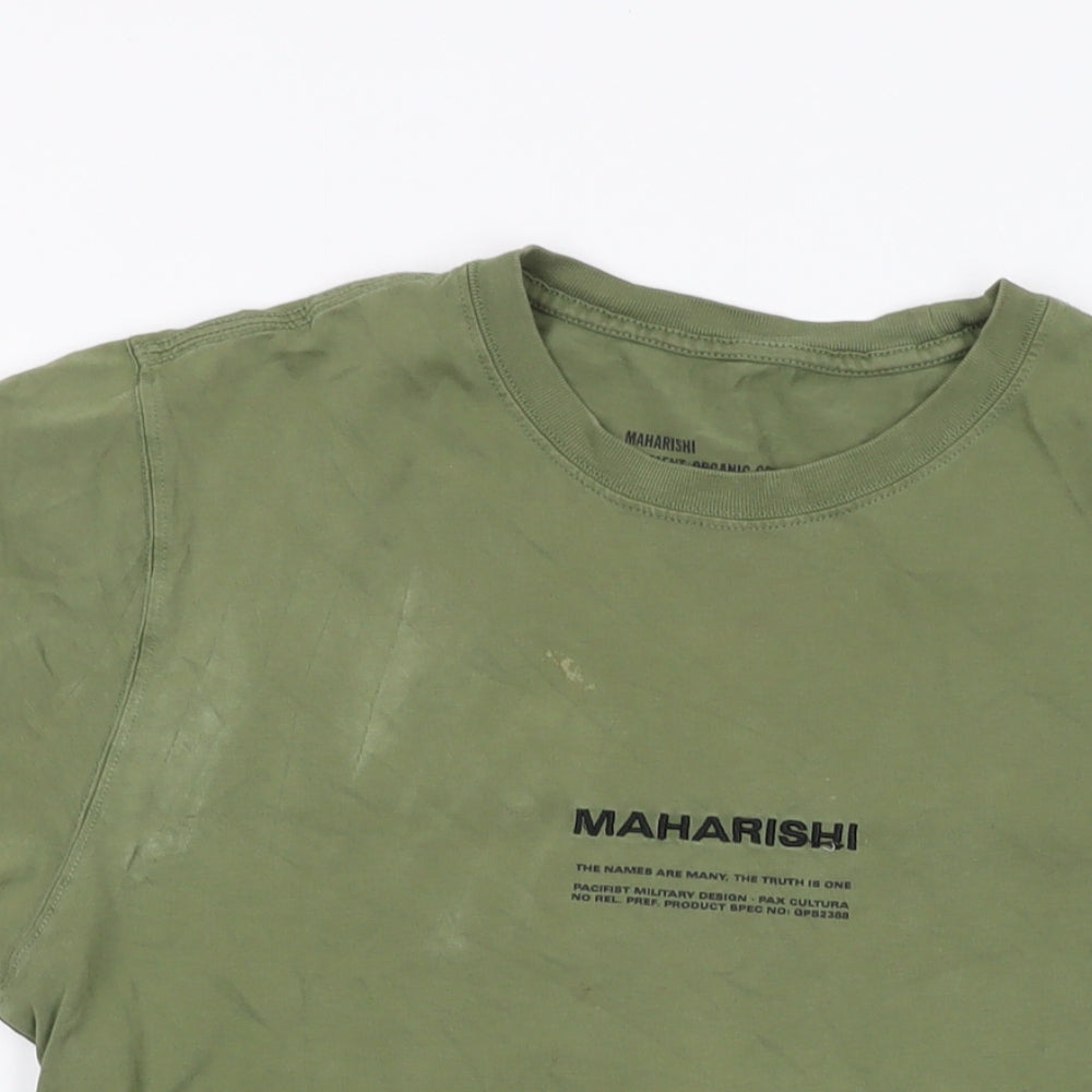 Maharishi Mens Green Camel T-Shirt Size S Crew Neck