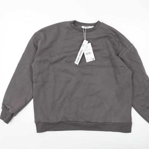 NA-KD Womens Grey Cotton Pullover Sweatshirt Size XS Pullover
