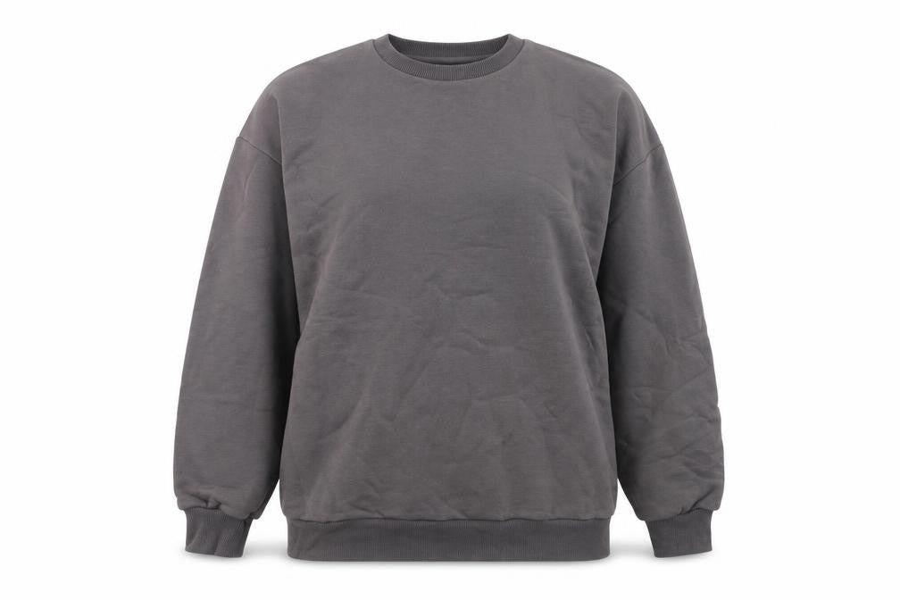 Front view of NA-KD women’s grey cotton pullover sweatshirt, size XS, pullover