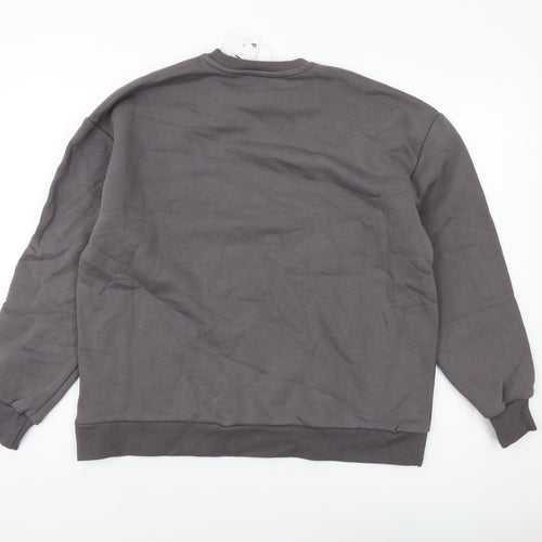 NA-KD Womens Grey Cotton Pullover Sweatshirt Size XS Pullover