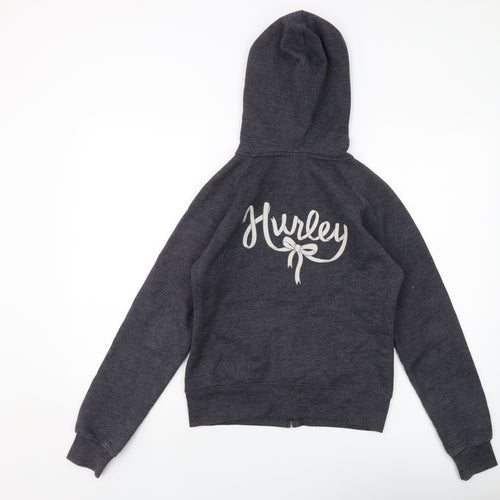 Hurley Womens Grey Cotton Full Zip Hoodie Size M Zip