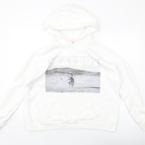 Playboy Womens White Polyester Pullover Hoodie Size 10 Pullover