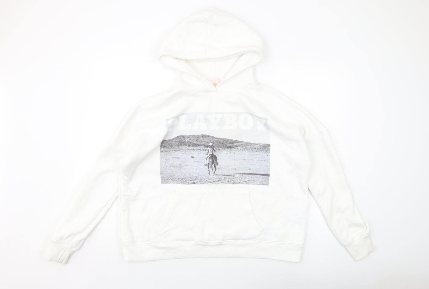 Playboy Womens White Polyester Pullover Hoodie Size 10 Pullover