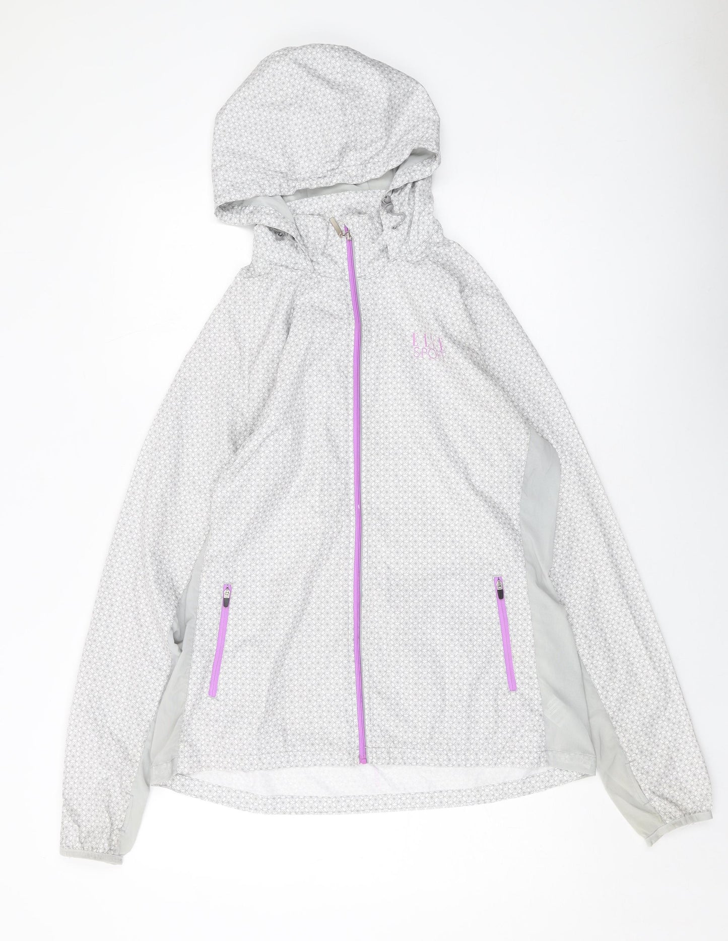 Elle Sport Womens Grey Geometric Jacket Size M Zip