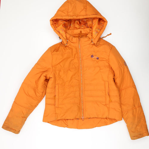 Sfera Womens Orange Puffer Jacket Jacket Size L Zip