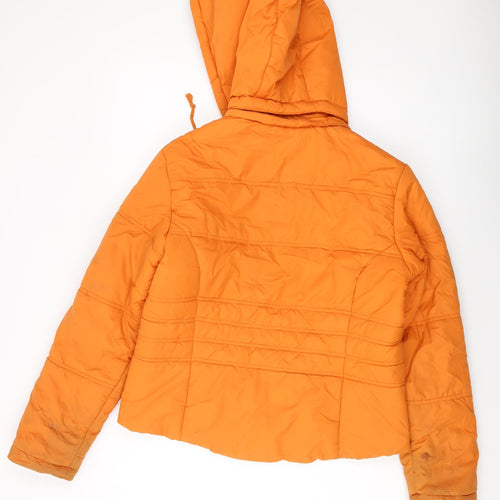 Sfera Womens Orange Puffer Jacket Jacket Size L Zip