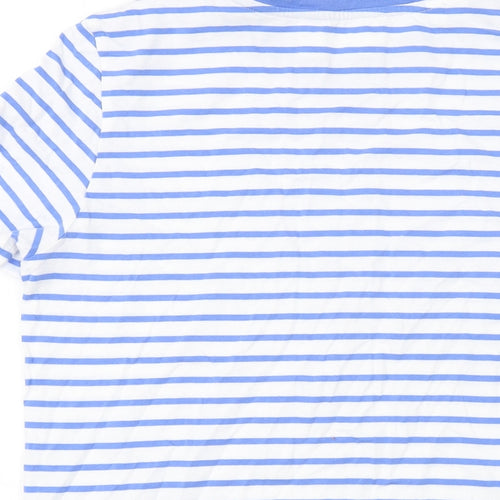 Selected Femme Womens Blue Striped Cotton Basic T-Shirt Size M Crew Neck