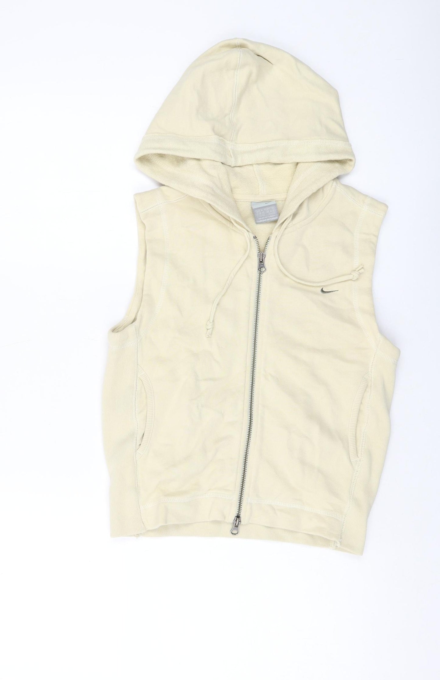 Nike Womens Beige Cotton Full Zip Hoodie Size M Zip