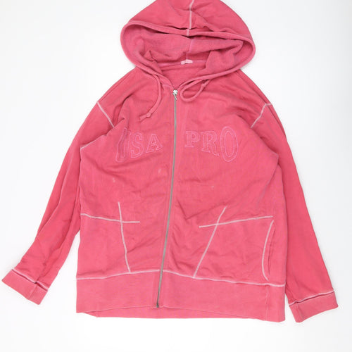 USA Pro Womens Pink Cotton Full Zip Hoodie Size M Zip