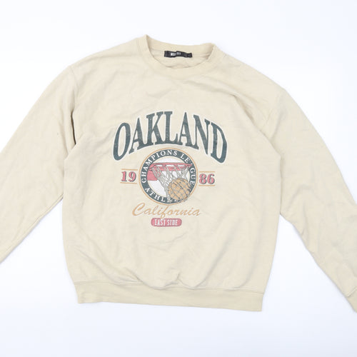 Oakland Womens Beige Polyester Pullover Sweatshirt Size M Pullover