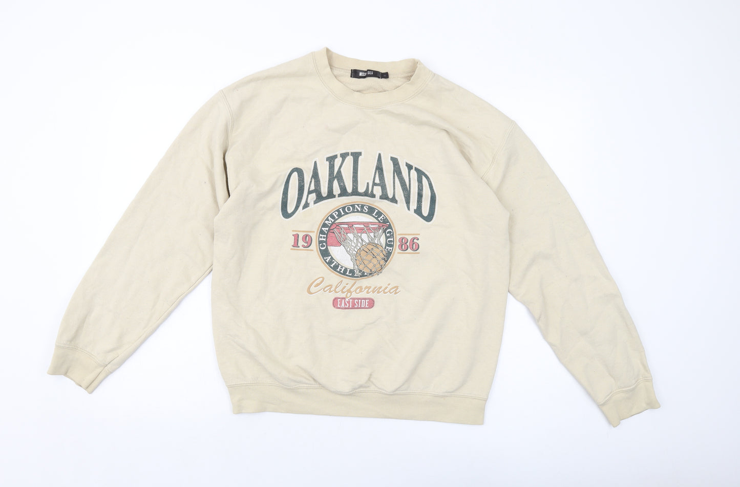 Oakland Womens Beige Polyester Pullover Sweatshirt Size M Pullover